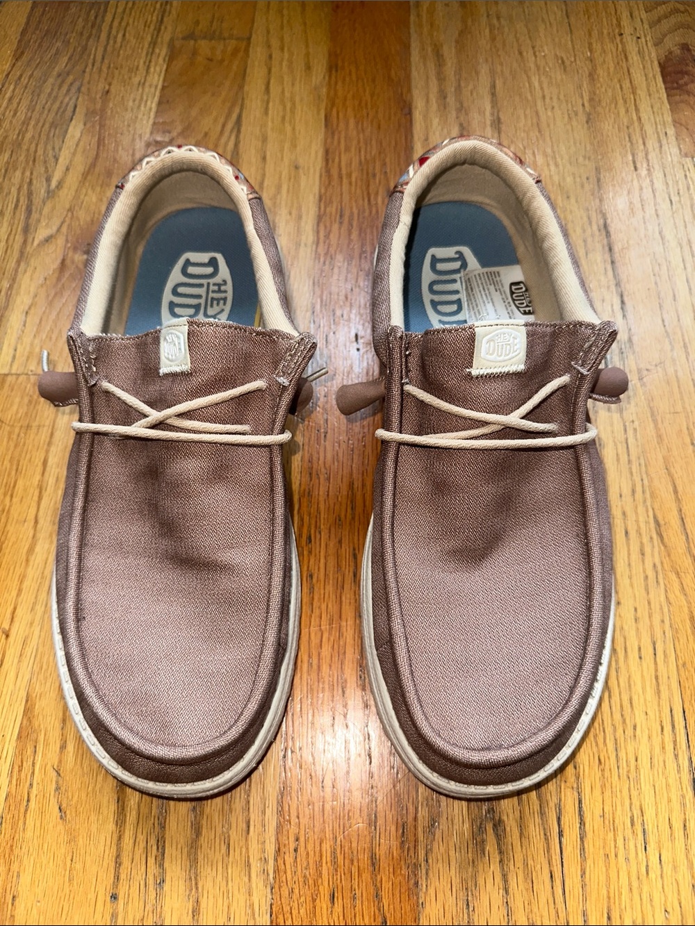 Hey Dude Men’s Brown Canvas Slip-On Loafers